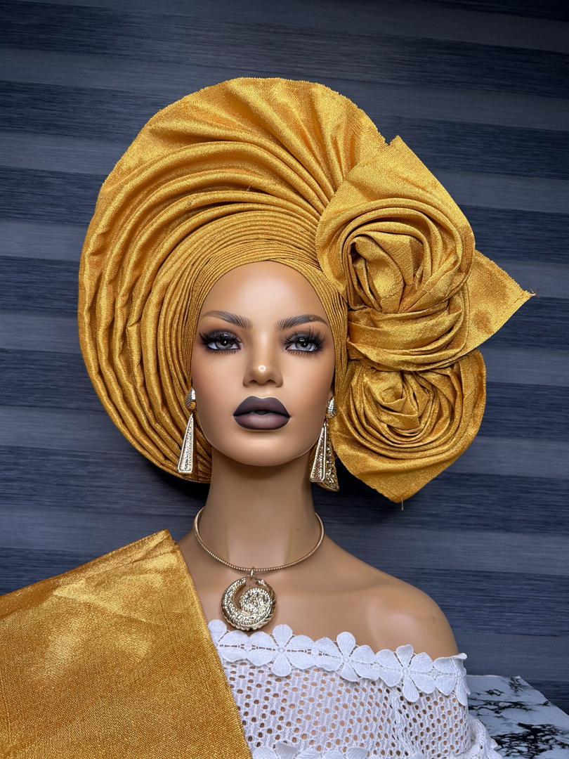 Halima Applique Aso oke Gele | NigerianAutogele | bridal Autogele | wedding Autogele