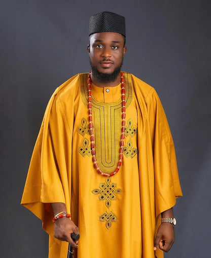 Alaga  Agbada| Wedding Agbada | Yellow gold agbada|  Nigeria Agbada | Men’s 3pcs | Wedding outfit