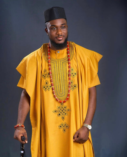 Alaga  Agbada| Wedding Agbada | Yellow gold agbada|  Nigeria Agbada | Men’s 3pcs | Wedding outfit