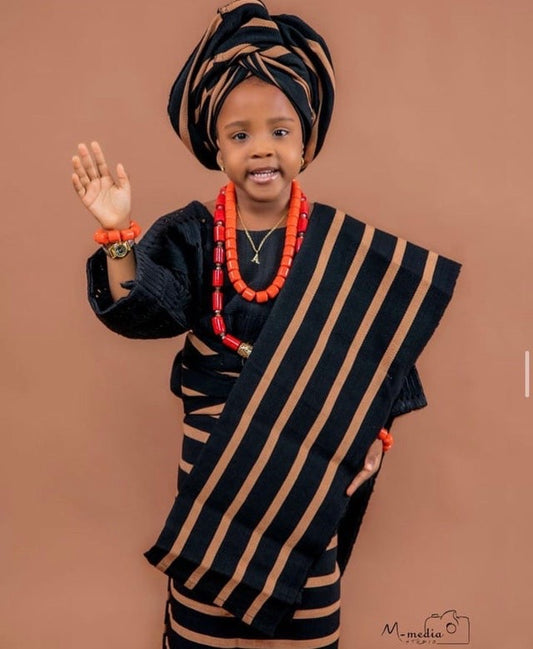 Loly Baby Girl Asooke Outfit | luxury Aso Oke