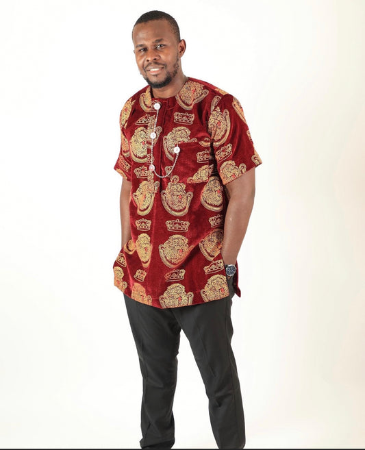 Uzo  Isi Agu| Shirt sleave shirt | velvet isi agu | Igbo shirt