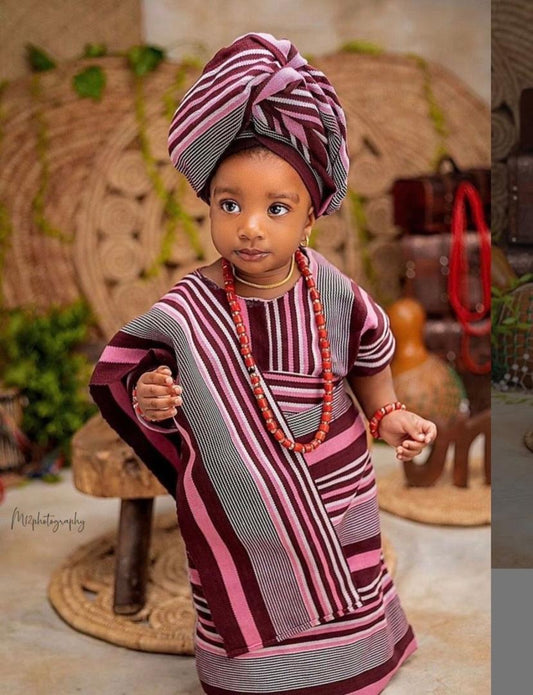 Omolara  Baby Girl Asooke Outfit | luxury Aso oke (