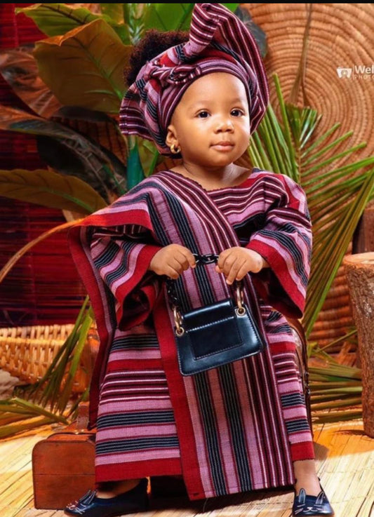 Jerry Baby Girl Asooke Outfit | luxury Aso Oke