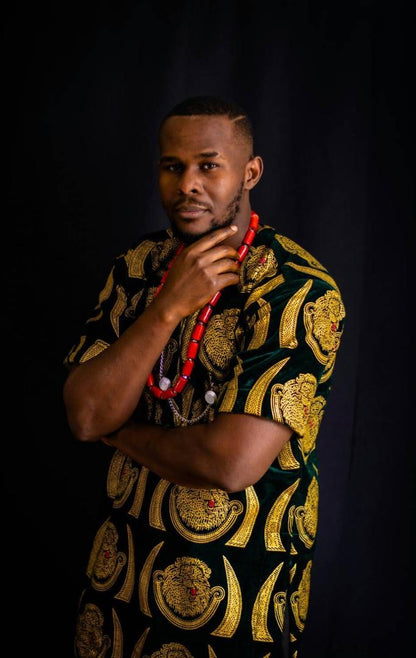 Uche Isi Agu| Shirt sleave shirt | velvet isi agu