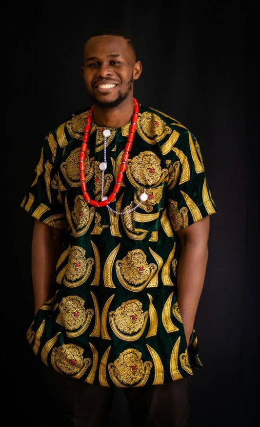 Uche Isi Agu| Shirt sleave shirt | velvet isi agu
